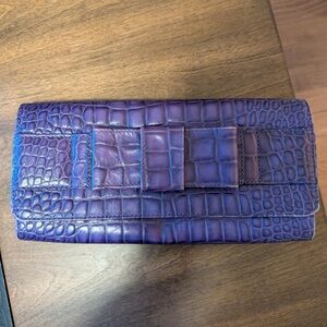 Purple Crocodile Embossed Clutch